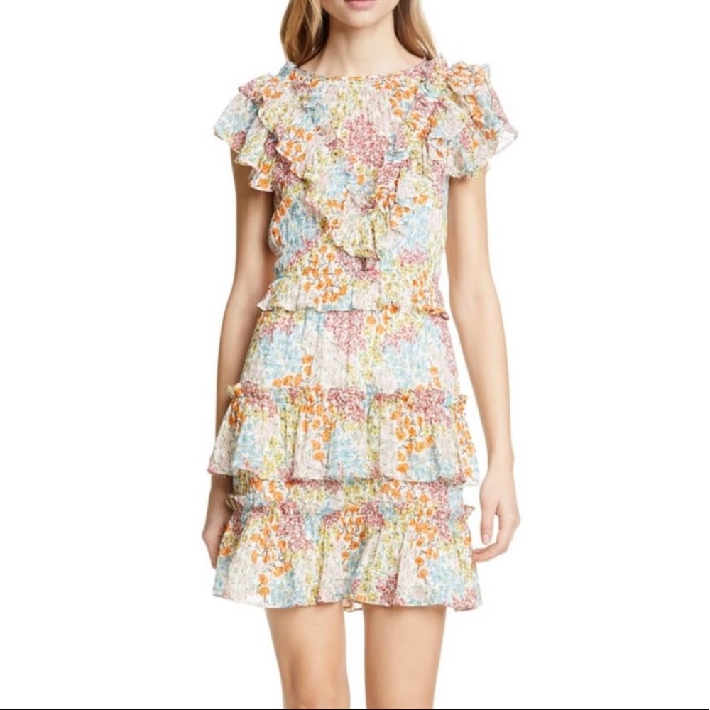 Rebecca Taylor Ava Floral Ruffle Dress Sz 4